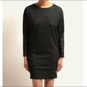 Maje H12 Rythme Lambskin Sleeve Metallic Subtle Shimmer Dress Small